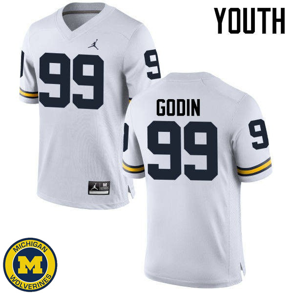 Youth Michigan Wolverines #99 Matthew Godin White Player Jersey